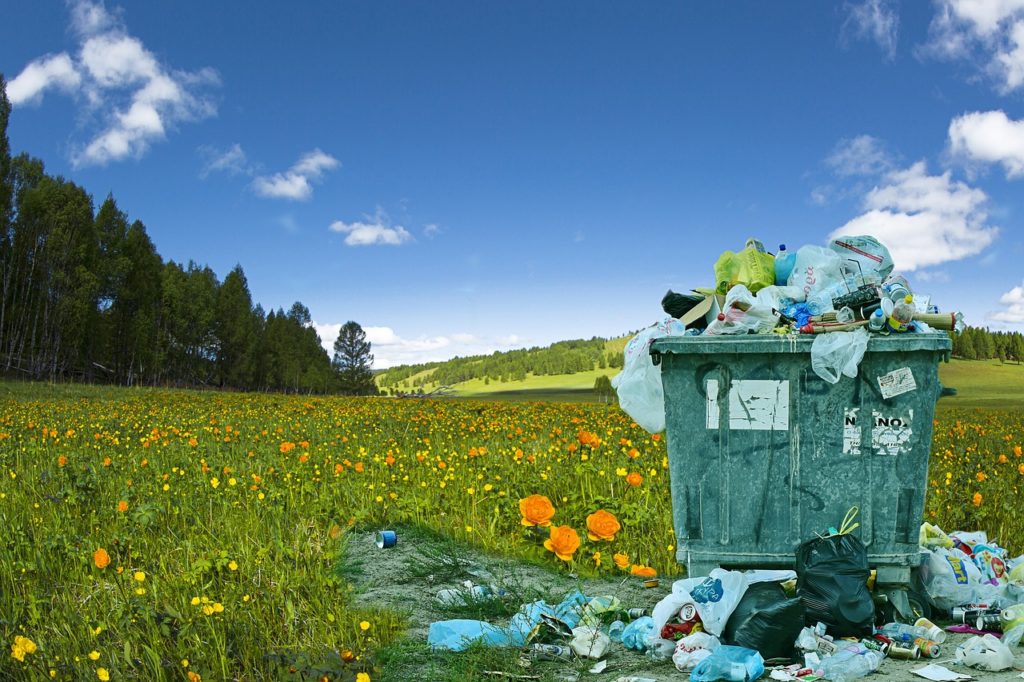 rubbish removal with garbage cans under the sun